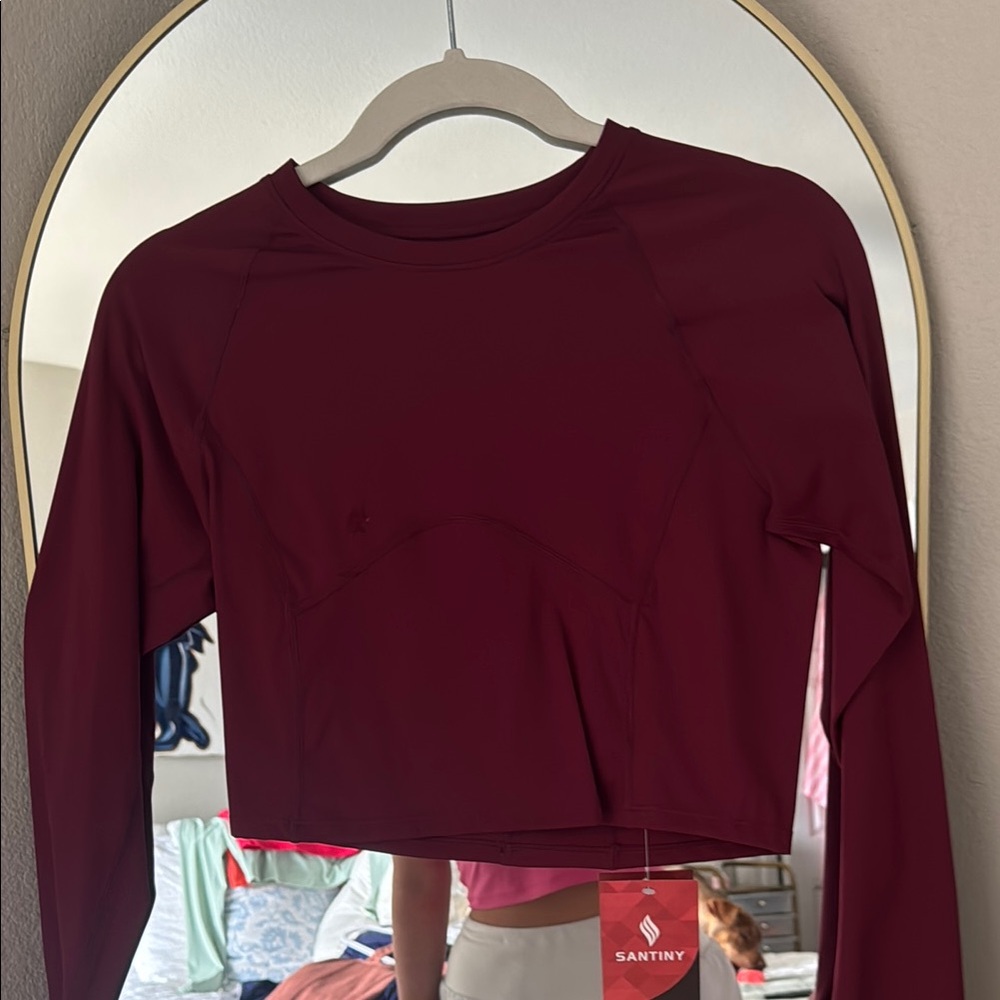 Women's Burgundy Long Sleeve Top